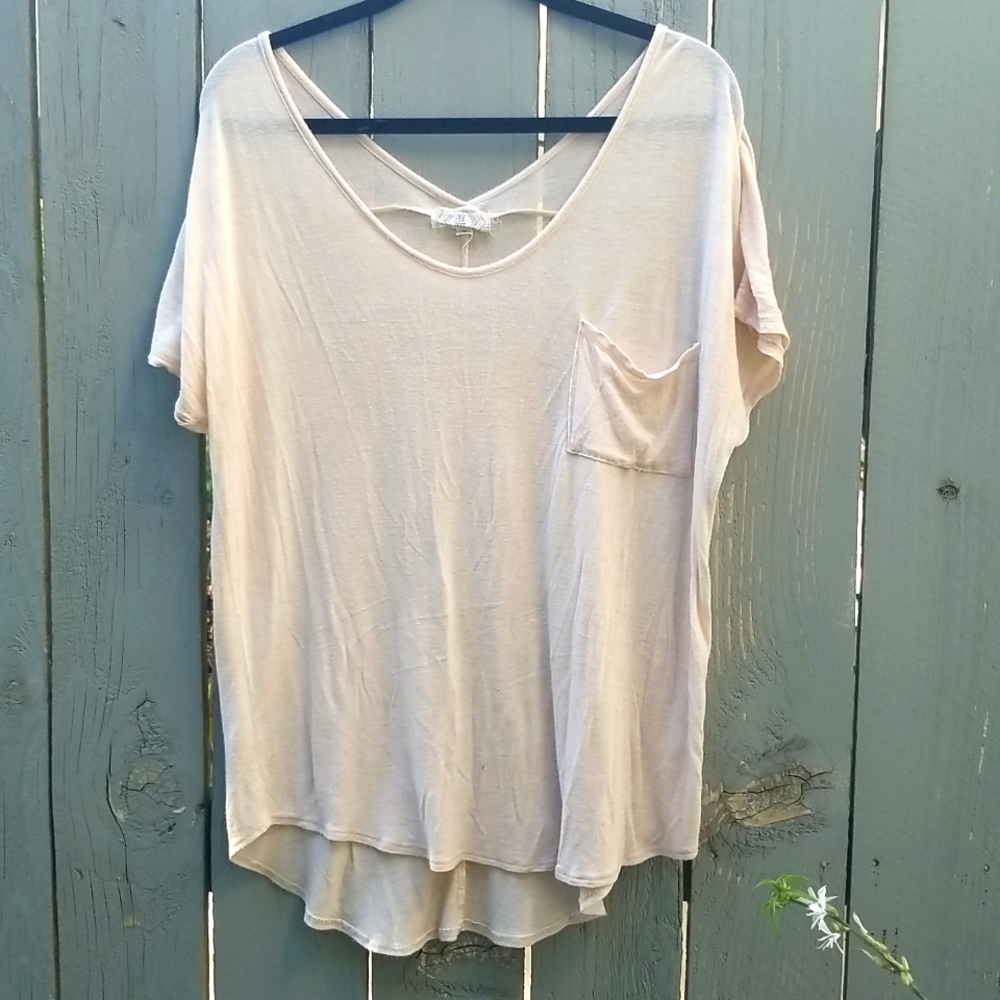 Beige Oversized Pocket Tee Medium Minimalist Casual Basic Lounge Tshirt New 🇺🇦